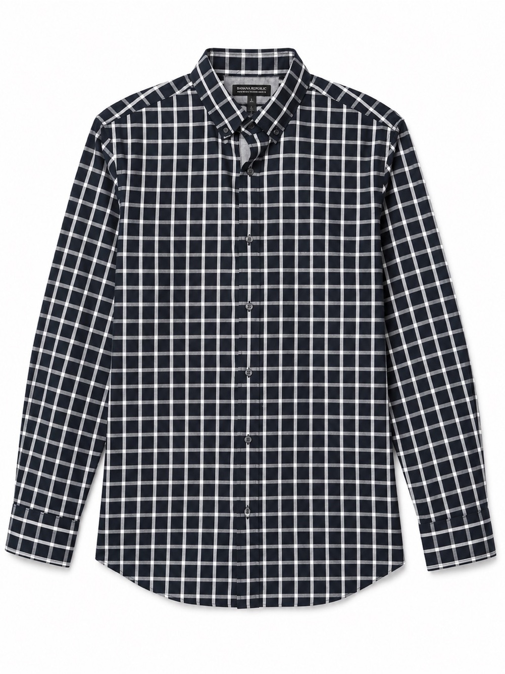 Banana Republic Non-Iron Tailored Slim Fit Windowpane Plaid Shirt L